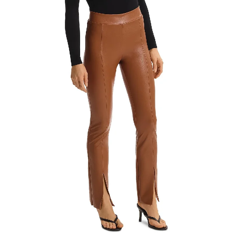 Womens Faux Leather Ankle Pants Comfy Athletic Pants