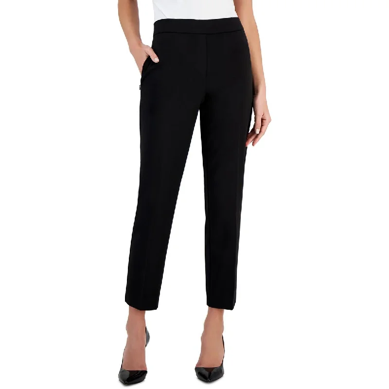 Womens High-Rise Polyester Ankle Pants Casual Yoga Pants