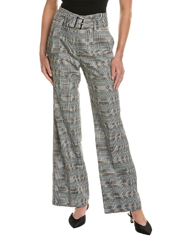 Elie Tahari Belted Wide Leg Pant Formal Linen Trousers