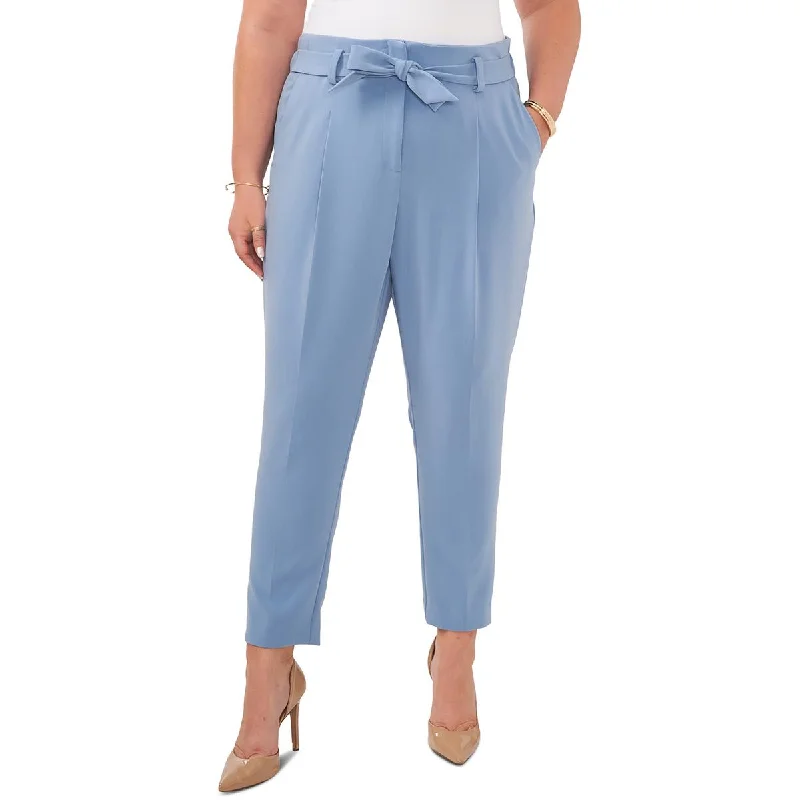 Plus Womens Belted Polyester Ankle Pants Cozy Lounge Pants