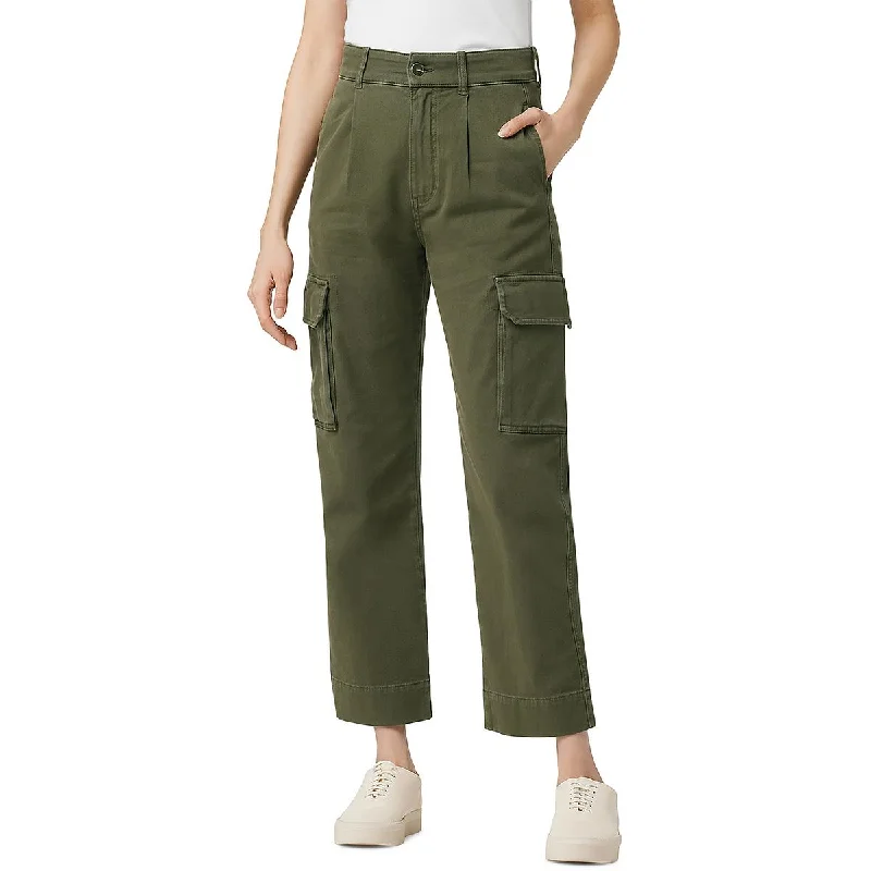 Womens High Rise Pleated Cargo Pants Classic Bootcut Trousers