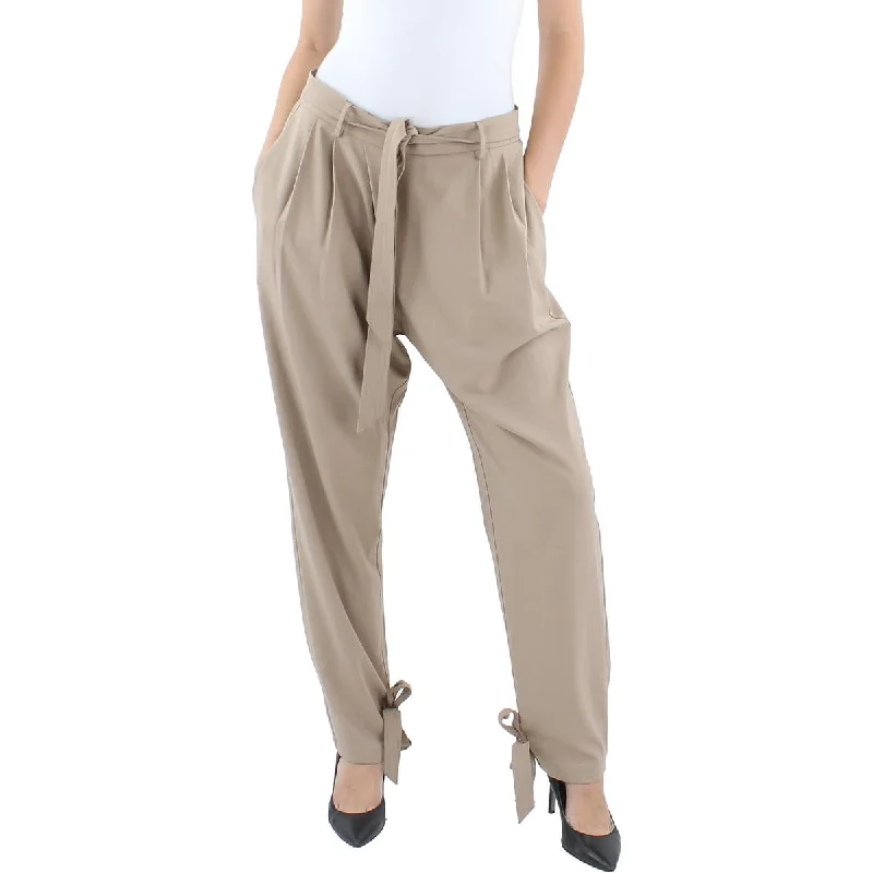 Womens High Rise Smocked Paperbag Pants Comfortable Cargo Pants