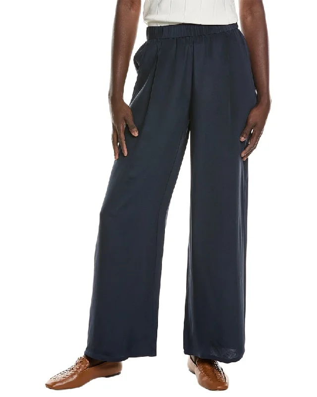 Eileen Fisher High Waisted Wide Silk Flare Pant Soft Stretch Pants