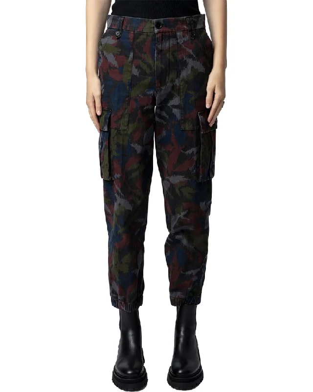 Zadig & Voltaire Pilote Canvas Ikat Pant Formal Linen Trousers