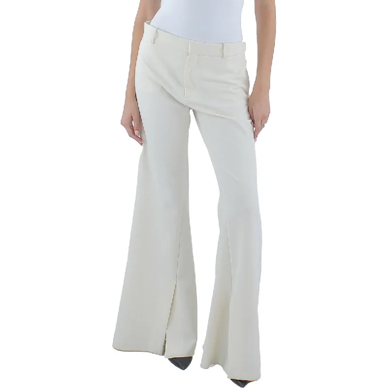 Womens Slim Fit Split Hem Flared Pants Classic Straight Pants