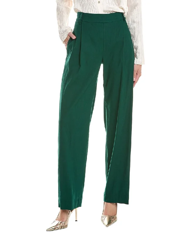 Vince Pleat Front Linen-Blend Pant Chic Checkered Pants