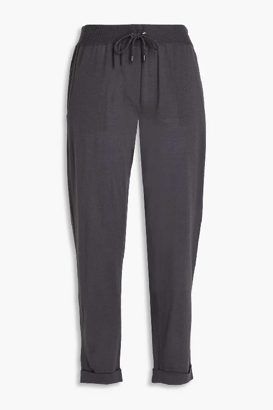 Brunello Cucinelli Cropped Wool Cashmere Women's Pants In Grey Etere Stylish Casual Pants