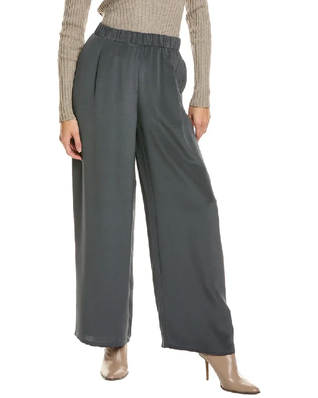 Eileen Fisher High Waisted Wide Silk Flare Pant Classic Stretch Pants