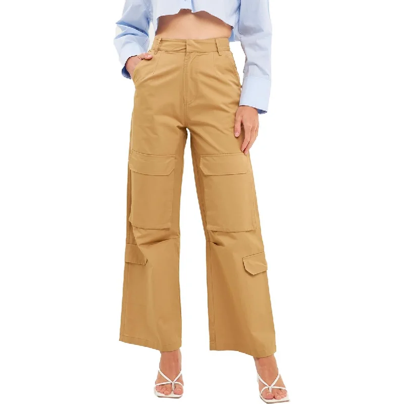 Womens High Rise Wide Leg Cargo Pants Classic Straight-Leg Pants