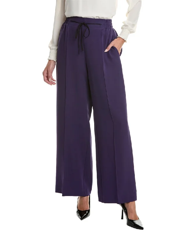 Oscar De La Renta Silk-Blend Pant Soft Stretch Trousers