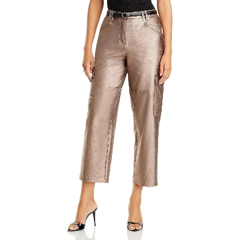 Diana Womens High Rise Cropped Cargo Pants Comfortable Wide-Leg Pants