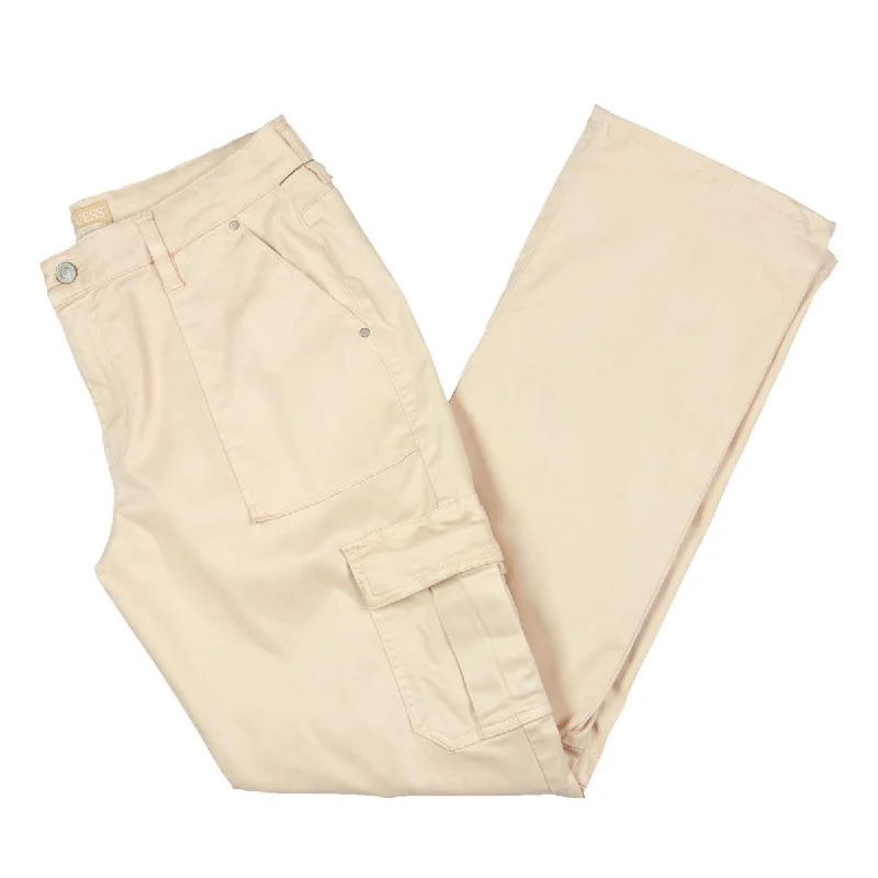 Womens Mid Rise Deep Pocket Cargo Pants Classic Chino Pants