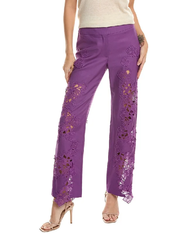 Oscar De La Renta Wool & Mohair-Blend Pant Trendy Printed Pants