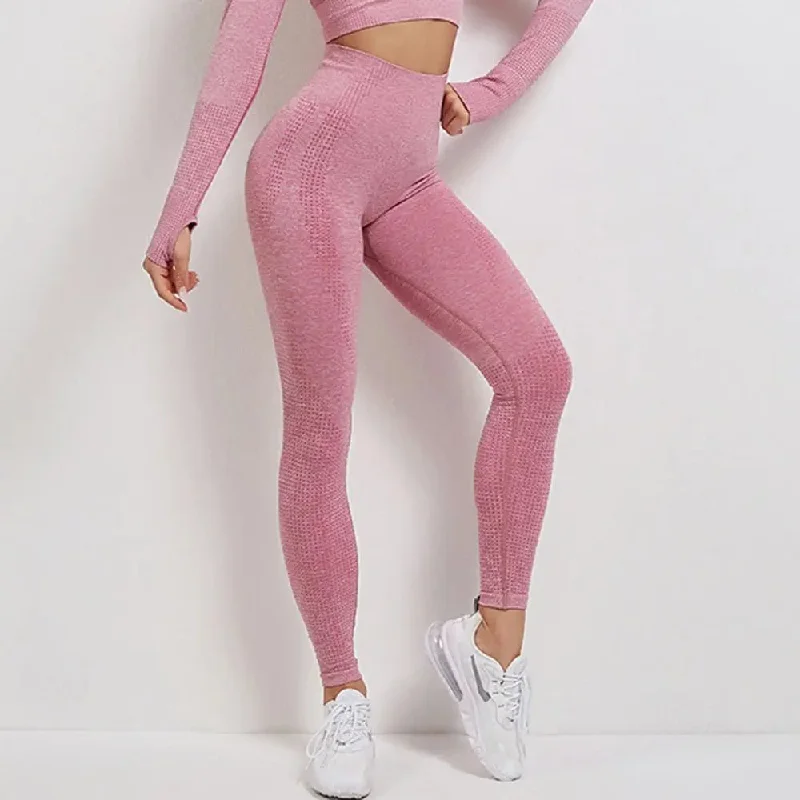 Seamless High Waist Yoga Pants with Energy Dotted Pattern Stylish Casual Pants