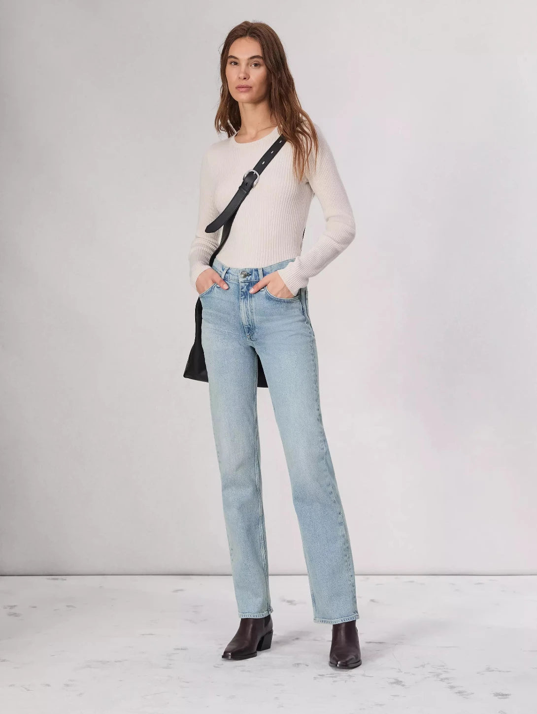 Harlow Long Mid-Rise Straight Jean - Bloomfield Comfortable Folded Hem Jeans