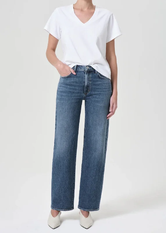 Harper Mid Rise Straight Jean Trendy Button-Up High-Waist Jeans