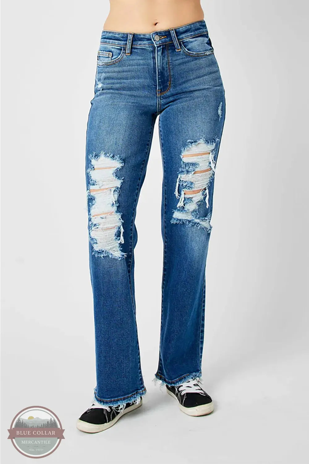 Mid Rise Dad Jean 82605 Fashionable Distressed Jeans