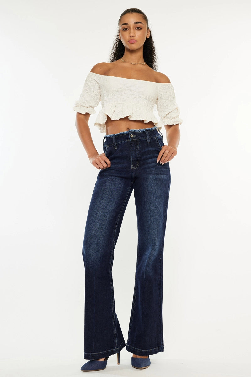 KanCan High Rise Wide Leg Jean Fashionable Slouchy Fit Jeans