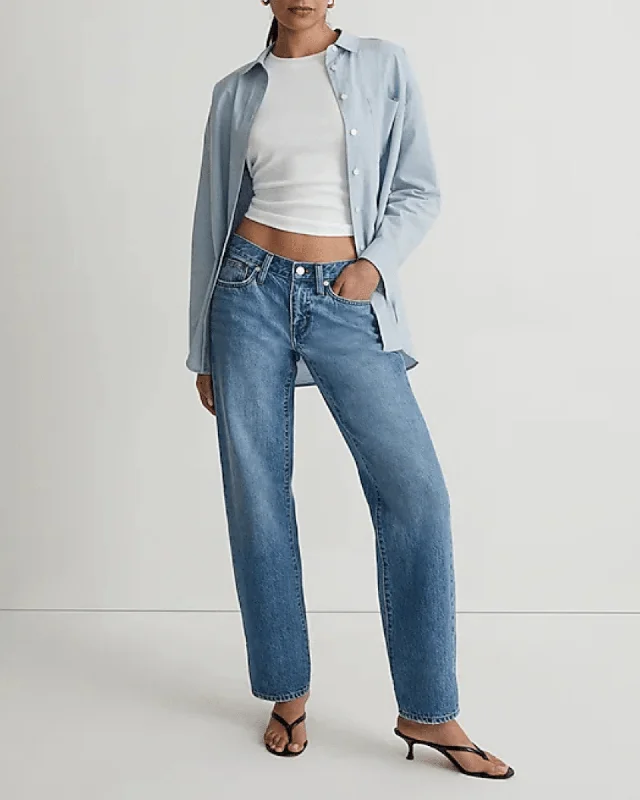 Low-Rise Baggy Straight Jean Stylish Shredded Denim Jeans