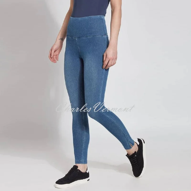 Lysse Skinny Denim Jean – Style 6174 (Mid Wash) Trendy Pleated Waist Jeans