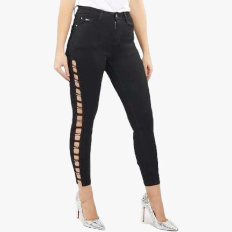 Miss Black Max Ladies Jean Black Chic Cropped Jeans