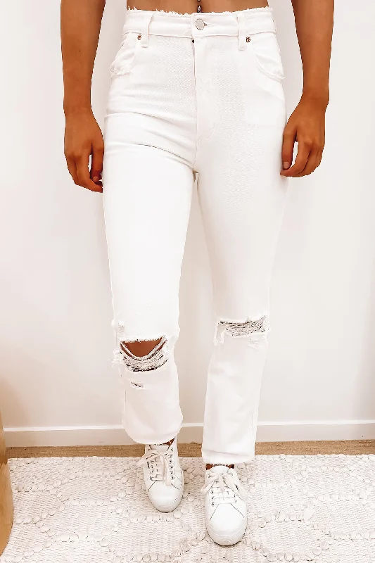 Original Straight Jean Layla White Chic Faded Blue Jeans