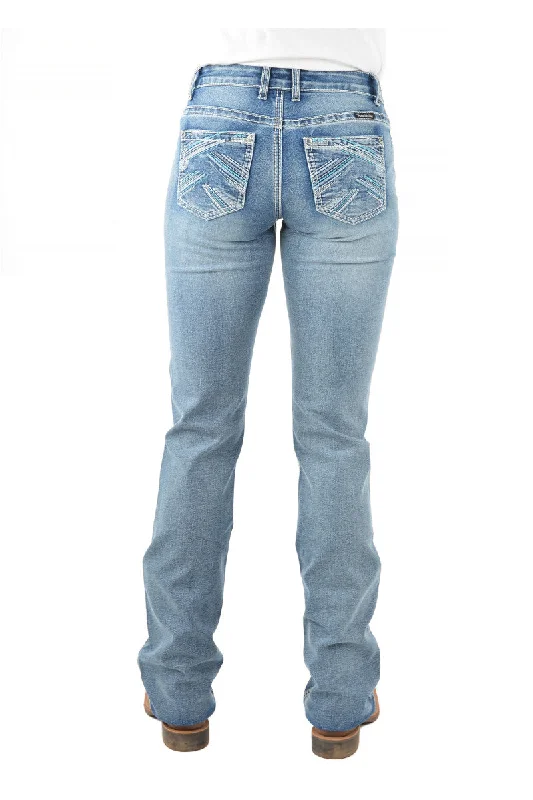 PCP2210729 Pure Western Women's Crisscross Relax rider Jean 36' Fashionable Cropped Denim Jeans