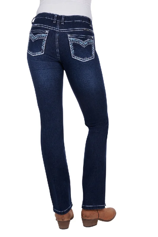 PCP2212730 Pure Western Women's Geraldine Straight Leg jean 32' Chic Dark-Wash Skinny Jeans