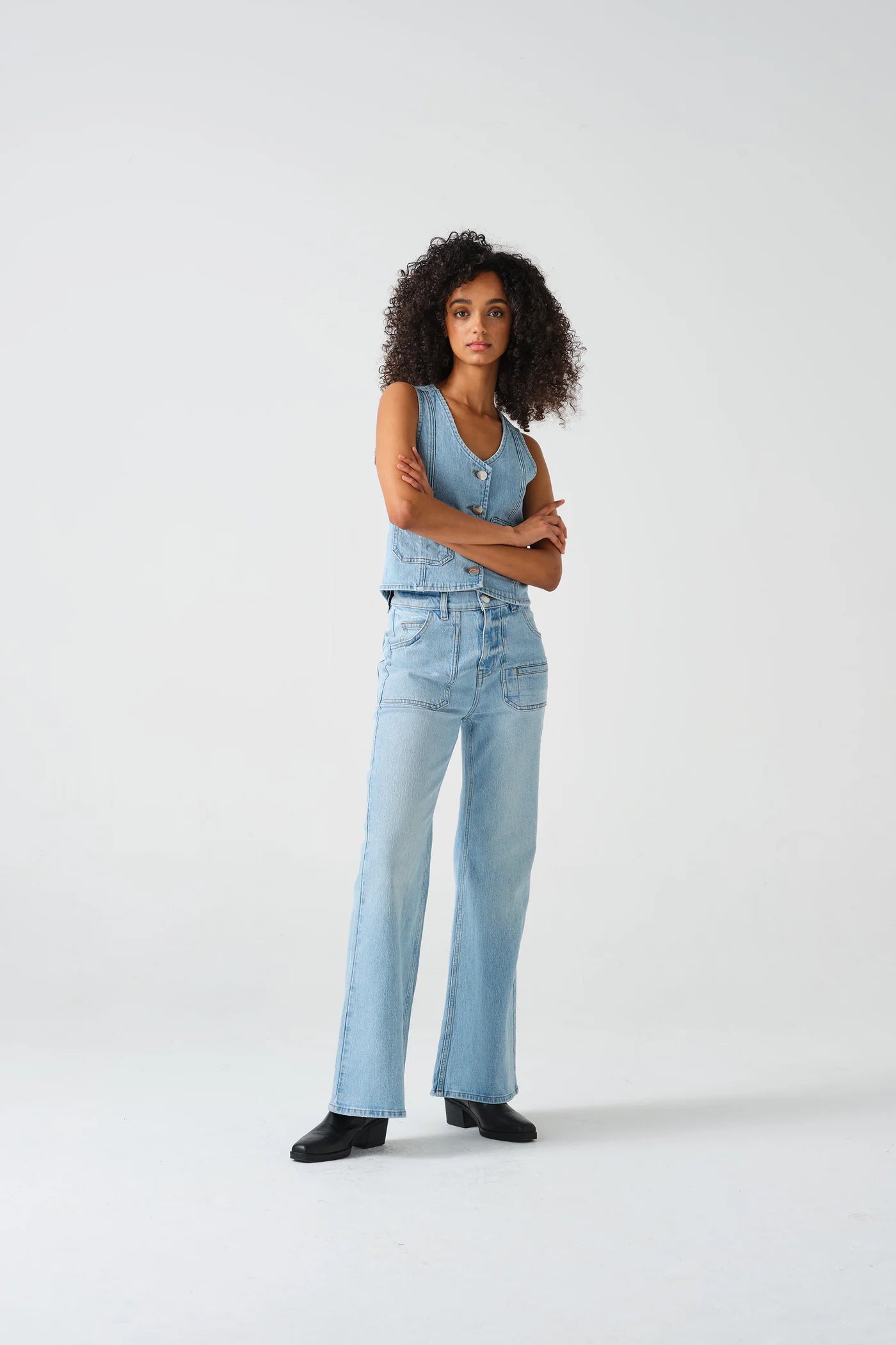 Queenie Jean Oceanic Blue Stylish Bootcut Denim Jeans