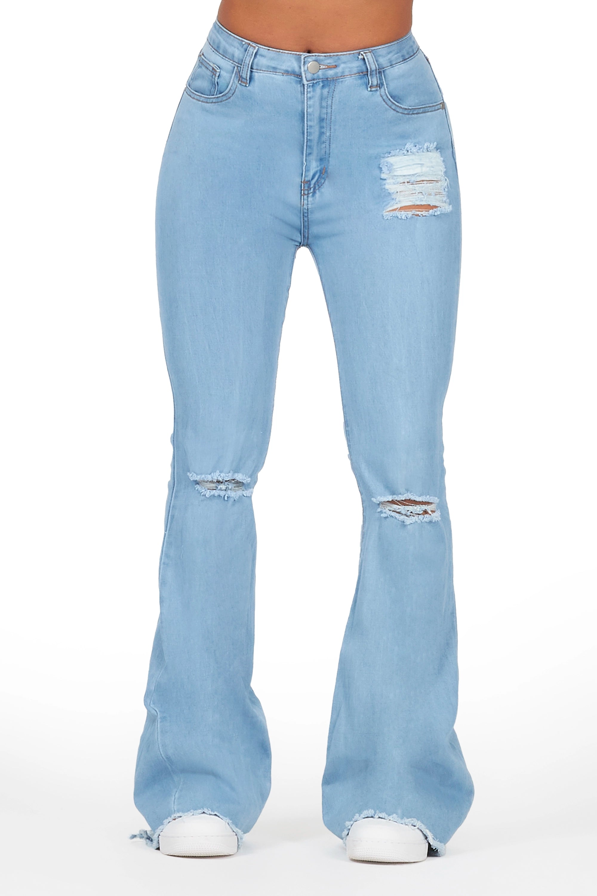 Neeya Light Wash Flare Jean Stylish High-Waist Jeans