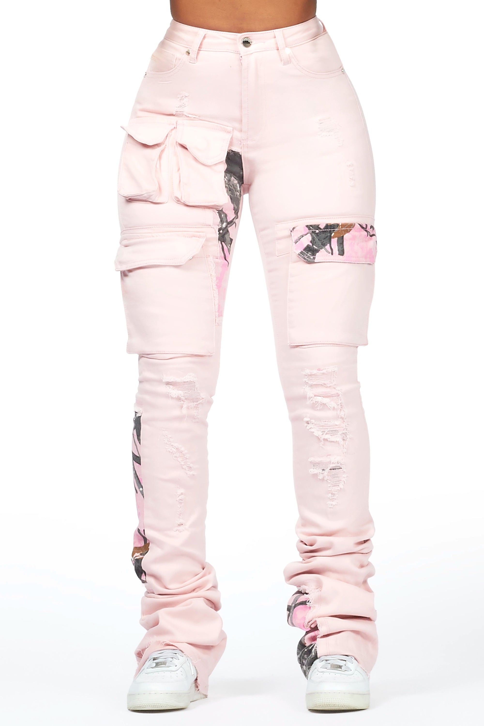 Teresa Pink Super Stacked Jean Elegant Skinny Leg Jeans