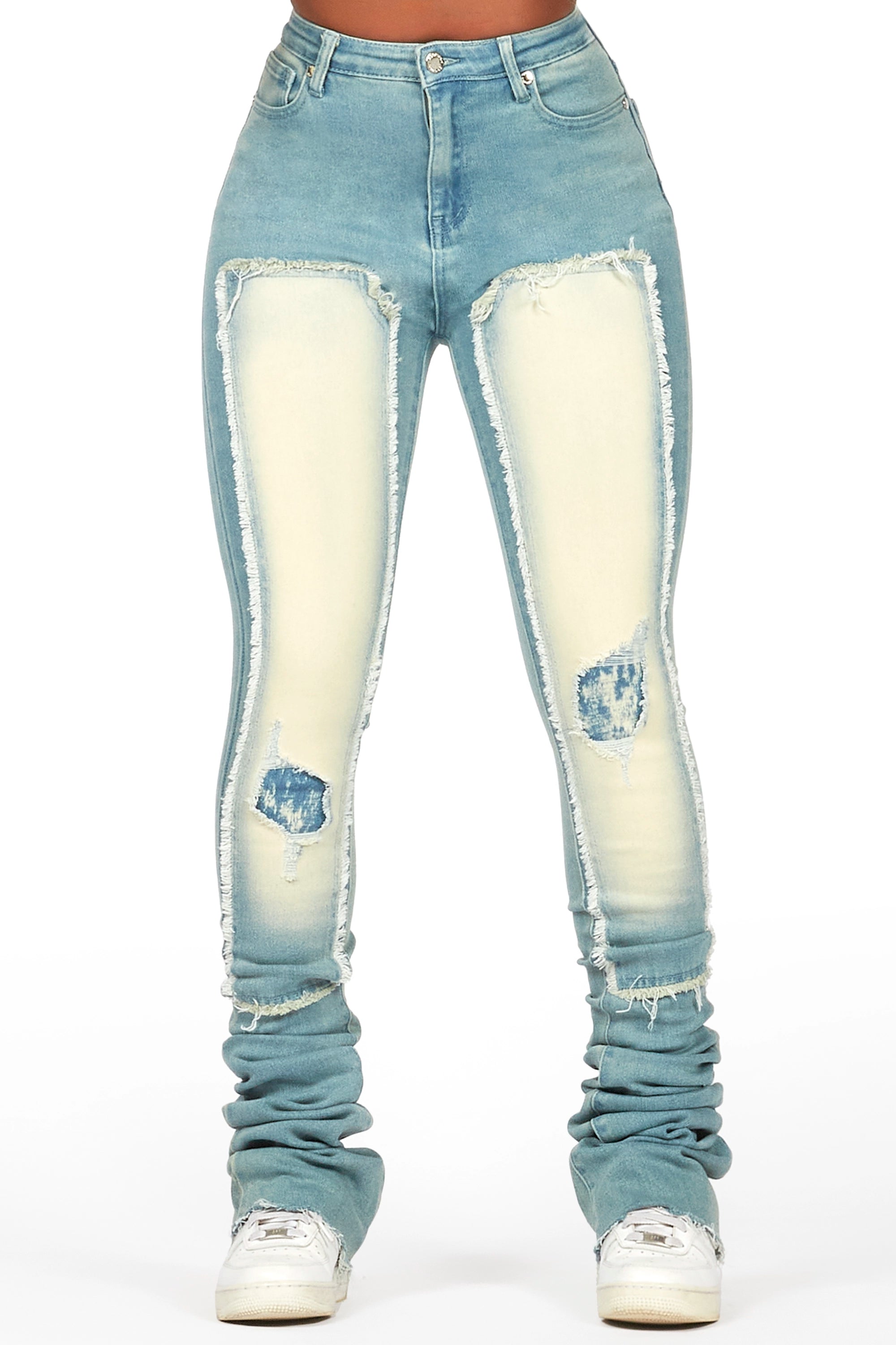 Kersten Dirty Wash Super Stacked Jean Fashionable Distressed Jeans