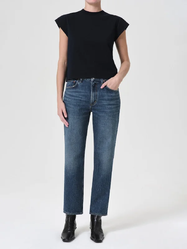 Valen Mid Rise Vintage Straight Jean - Essence Classic Black Denim Jeans