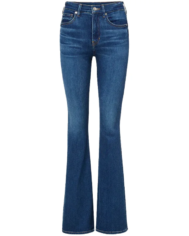 High Rise Beverly Skinny Flare Jean in Bright Blue Comfortable Stretch Fit Jeans