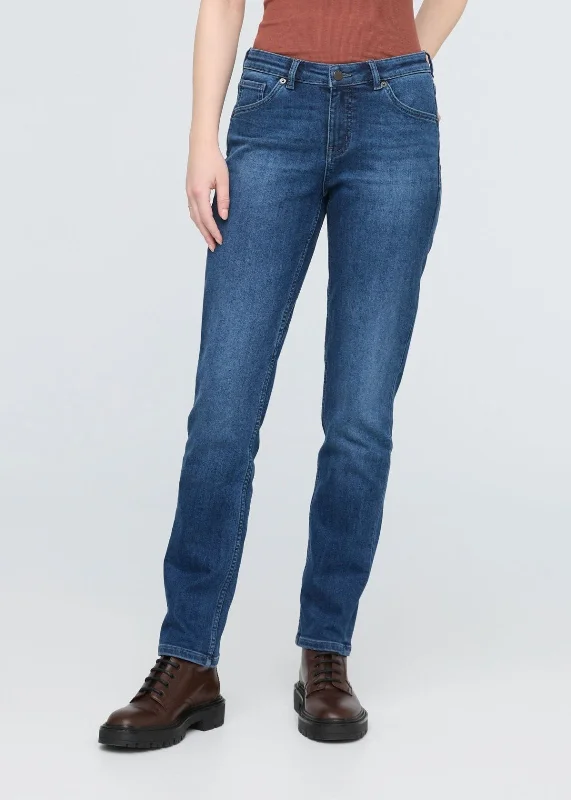 Tech Fleece Denim Girlfriend Jean - Classic Indigo Stylish Stone-Wash Denim Jeans