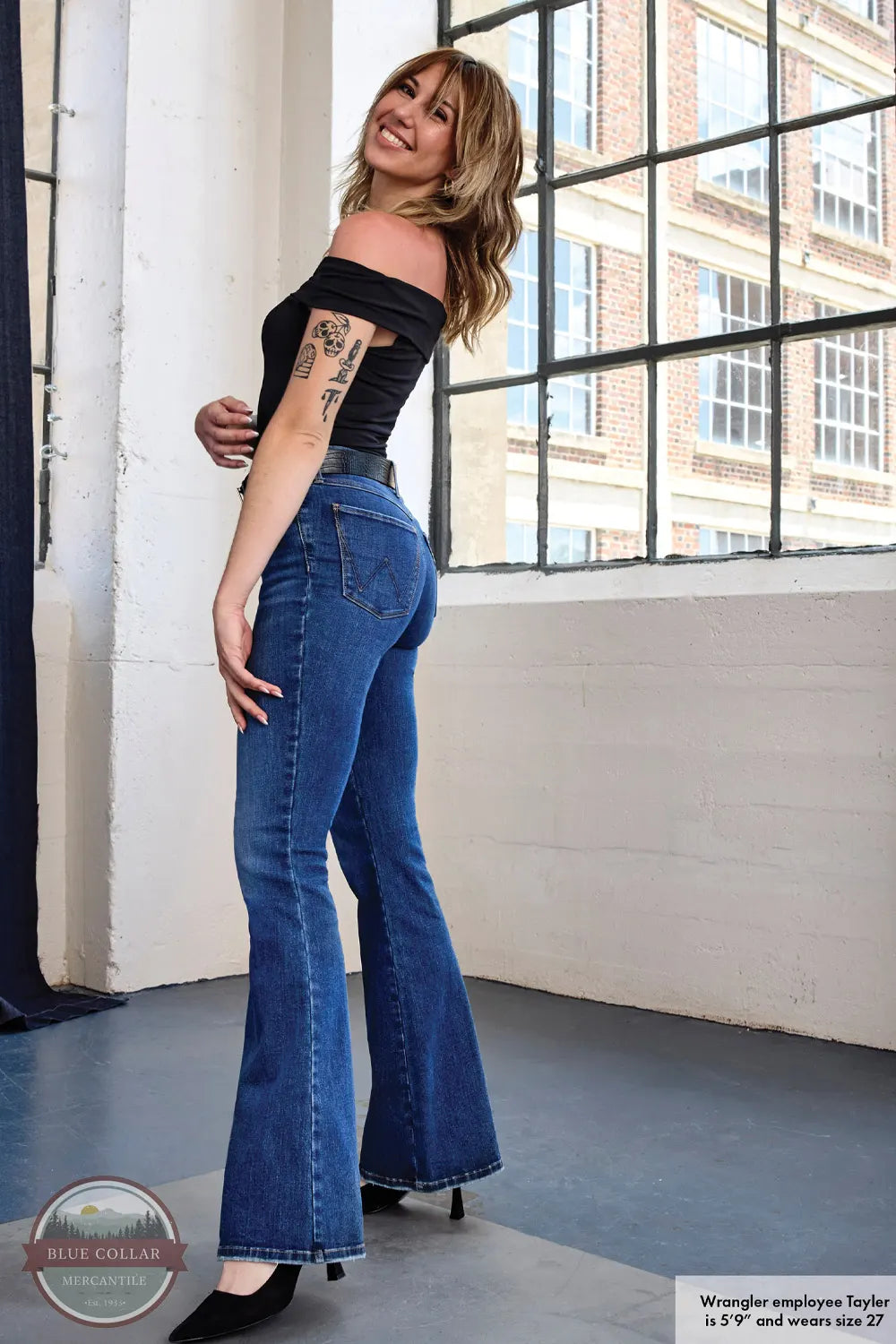 Bespoke High Rise Flare Jean 112359281 Fashionable Vintage Wash Jeans