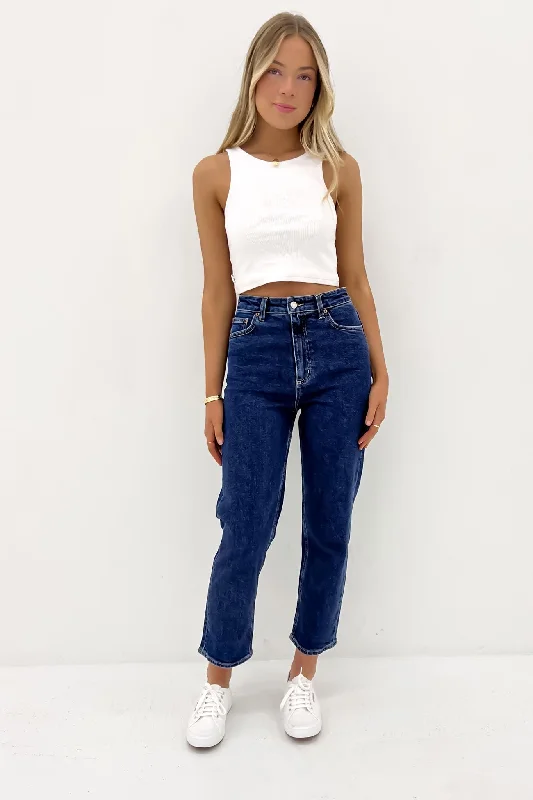 High Straight Crop Jean Indigo Dream Stylish High-Waist Skinny Denim