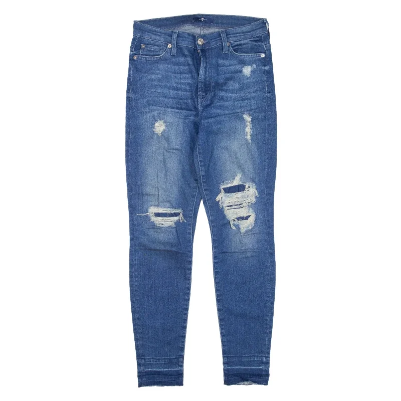 7 FOR ALL MANKIND Distressed Jeans Blue Denim Slim Skinny Womens W27 L27 Comfortable Zip-Fly Denim Jeans 7 FOR ALL MANKIND Distressed Jeans Blue Denim Slim Skinny Womens W27 L27 Comfortable Zip-Fly Denim Jeans
