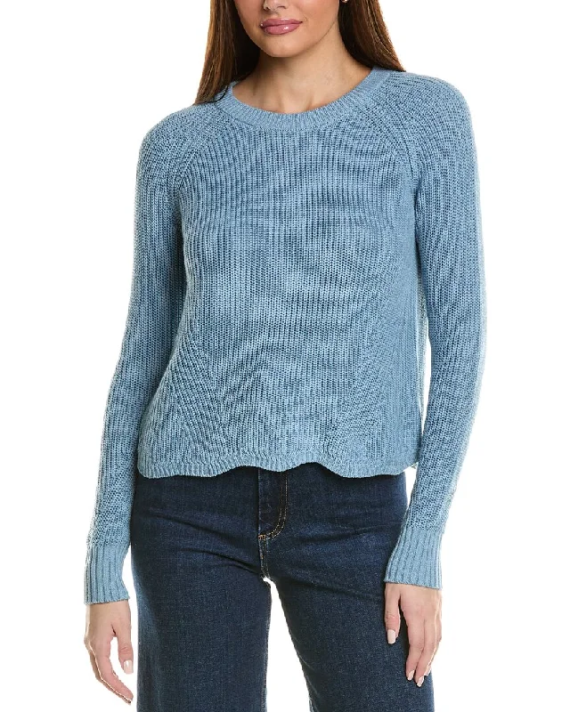 Autumn Cashmere Scalloped Sweater Chenille Brocade Lace