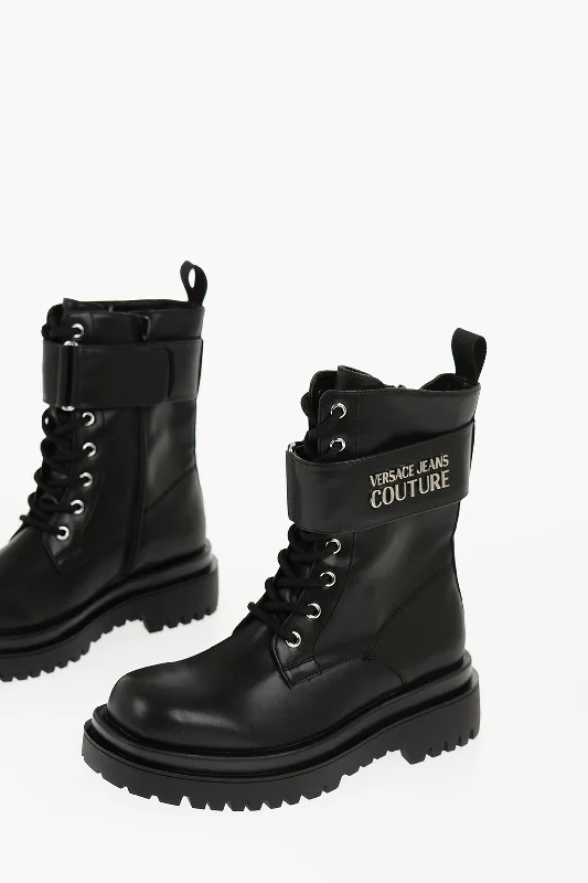 Versace JEANS COUTURE Faux Leather DREW Combat Boots with Metal Logo 37 Shoes EU Fashionable Straight Fit Denim Versace JEANS COUTURE Faux Leather DREW Combat Boots with Metal Logo 37 Shoes EU Fashionable Straight Fit Denim