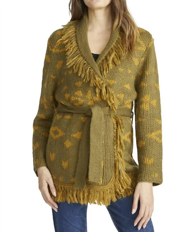 Bradyn Sweater In Olive Open Front Closed Front Wrap Front