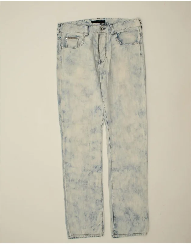 CALVIN KLEIN Womens Acid Wash Straight Jeans W32 L34 Blue Cotton Fashionable Cropped Denim Jeans CALVIN KLEIN Womens Acid Wash Straight Jeans W32 L34 Blue Cotton Fashionable Cropped Denim Jeans