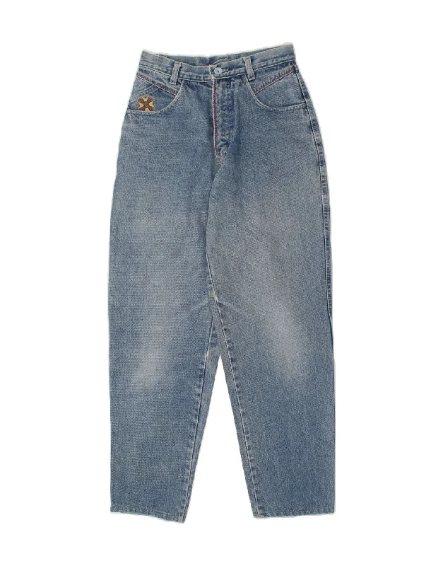 CARRERA Womens High Waist Tapered Jeans W28 L28 Blue Cotton Trendy Pleated Waist Jeans CARRERA Womens High Waist Tapered Jeans W28 L28 Blue Cotton Trendy Pleated Waist Jeans