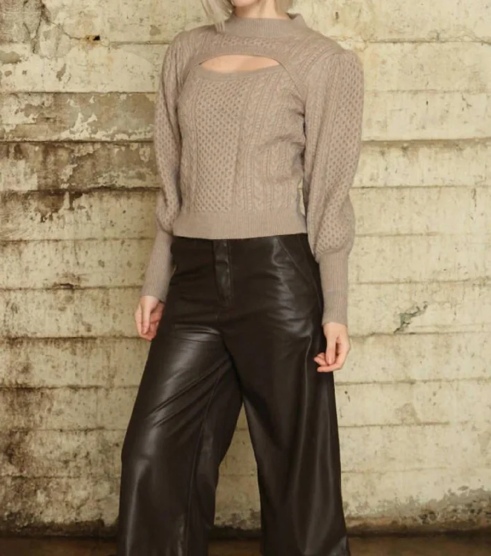 Chest Cut Out Sweater In Taupe Long Sweater Short Sweater Cropped Sweater