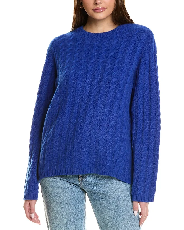 Design History All Over Cable Cashmere Sweater Ribbed Striped Patterned