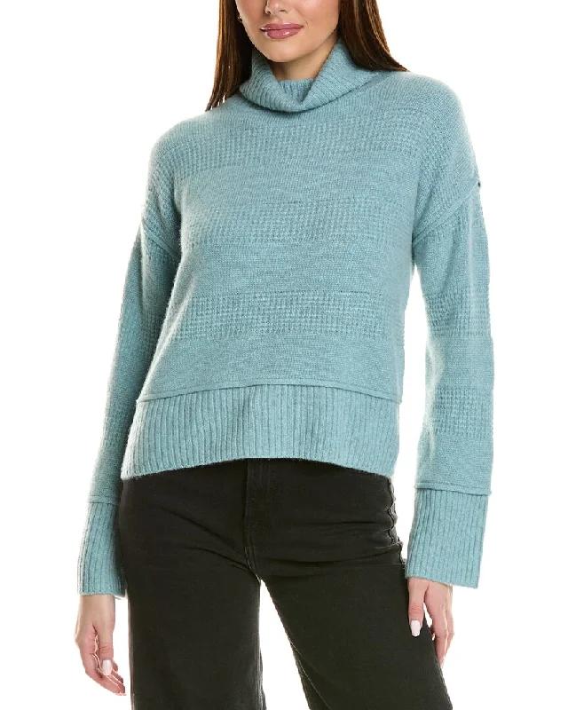 Design History Exposed Seam Turtleneck Cashmere Sweater Neon Metallic Matte