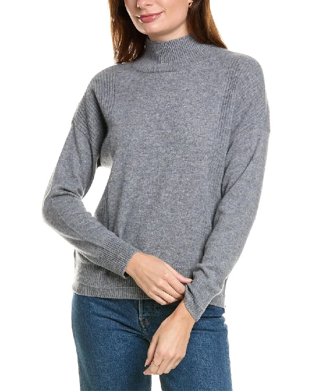 Design History Mock Neck Cashmere Sweater Transparent Opaque Sheer