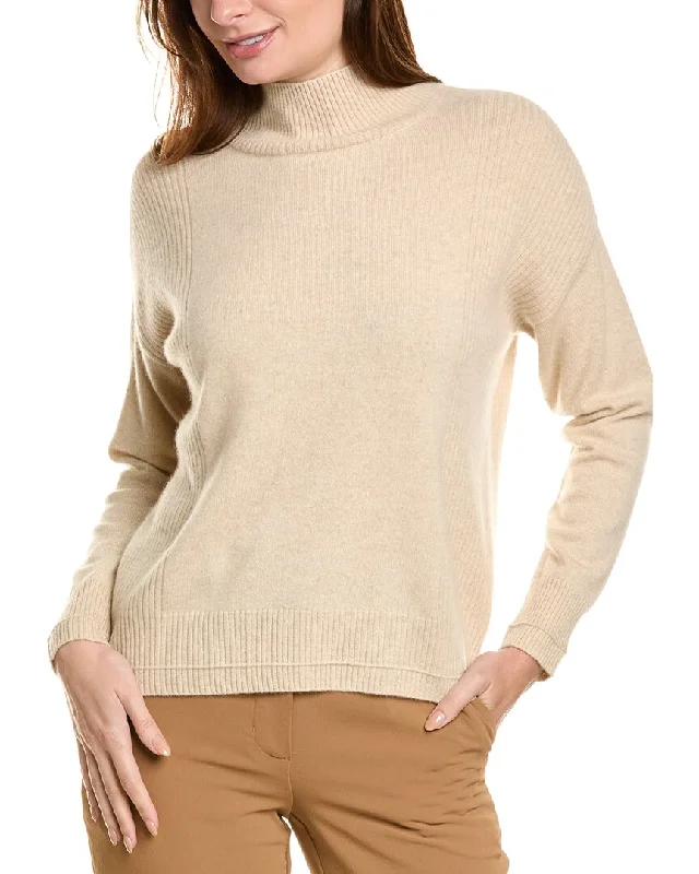 Design History Mock Neck Cashmere Sweater Open Front Closed Front Wrap Front