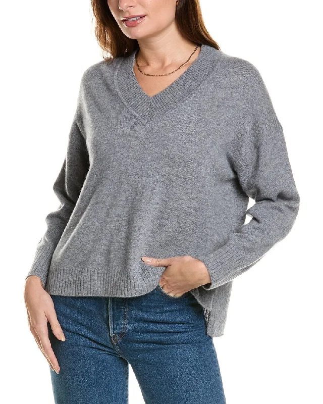 Design History V-Neck Cashmere Sweater Transparent Opaque Sheer