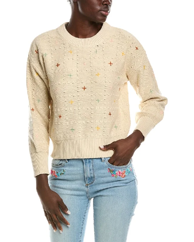 DRIFTWOOD DENIM Veronica Sweater Boat Neck Shawl Collar Notched Collar